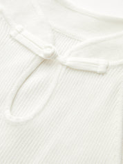 Dames Geribbelde Tanktop Keyhole Hals Kikkerknoopjes Lyocell - Gebroken Wit - Maelen