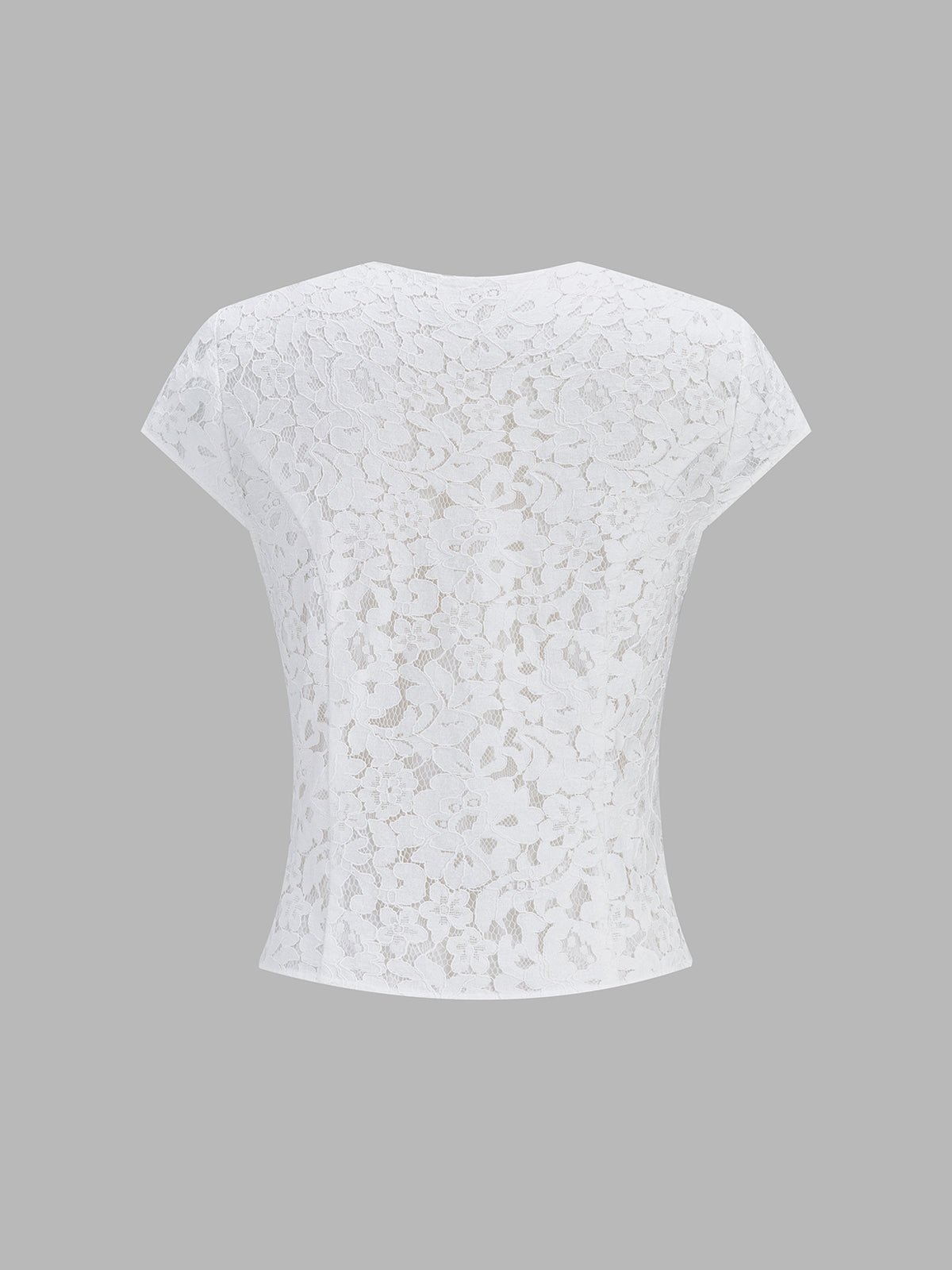 Dames Kanten Blouse Korte Mouwen Kikkerknoopjes - Gebroken Wit - Maelen