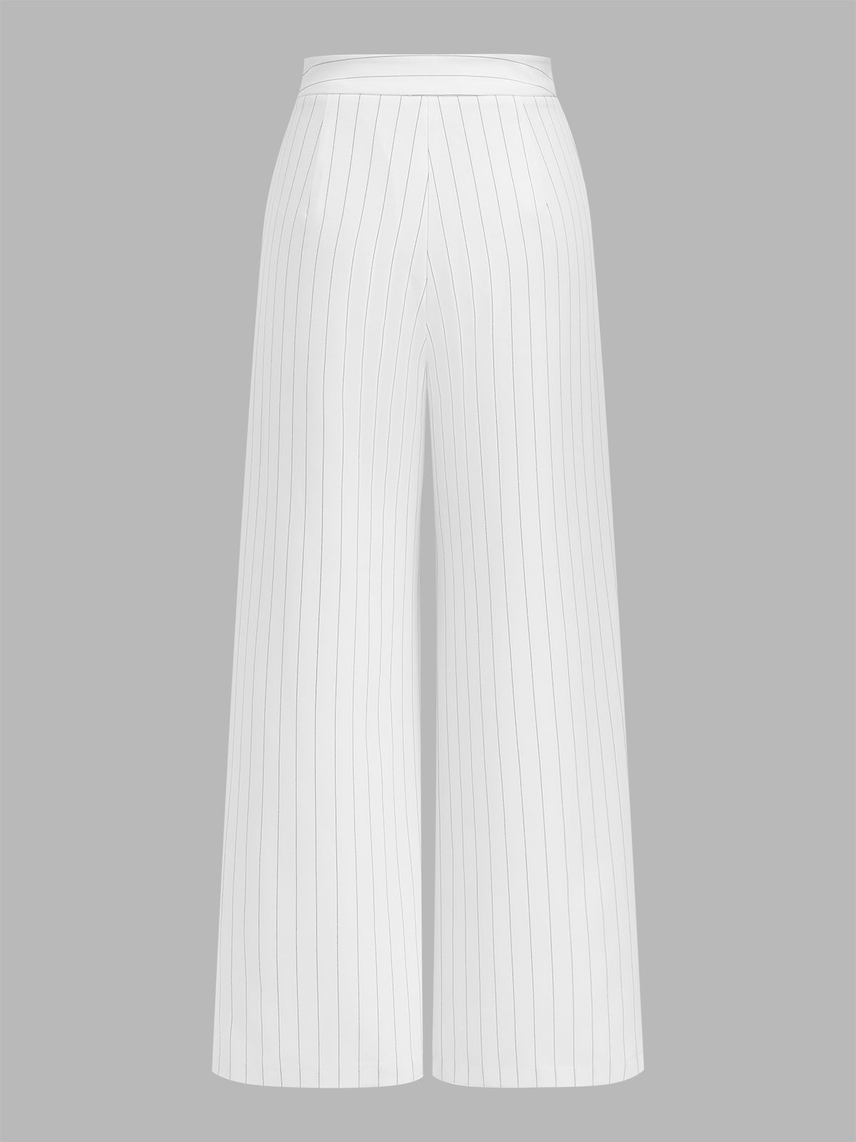Dames Wide Leg Broek Krijtstreep Wikkelvoorzijde - Gebroken Wit - Maelen