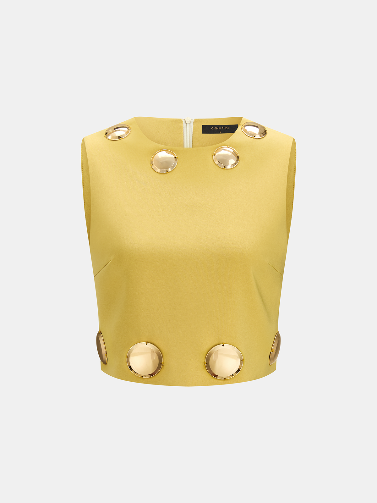Dames Tweedelig Setje Crop Top en Mini Rok Metalen Details - Geel - Maelen