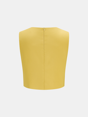 Dames Tweedelig Setje Crop Top en Mini Rok Metalen Details - Geel - Maelen