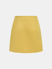 Dames Tweedelig Setje Crop Top en Mini Rok Metalen Details - Geel - Maelen