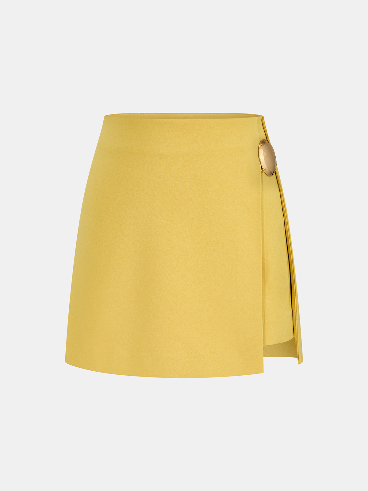 Dames Tweedelig Setje Crop Top en Mini Rok Metalen Details - Geel - Maelen