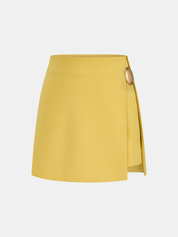Dames Tweedelig Setje Crop Top en Mini Rok Metalen Details - Geel - Maelen
