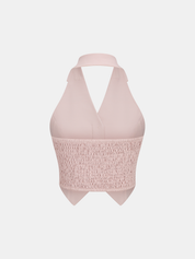 Dames Tweedelig Setje Halter Vest en Wide Leg Broek - Roze - Maelen