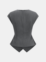 Dames Tweedelig Setje Geplooide Blouse Cap Sleeve en Geplooide Broek - Grijs - Maelen