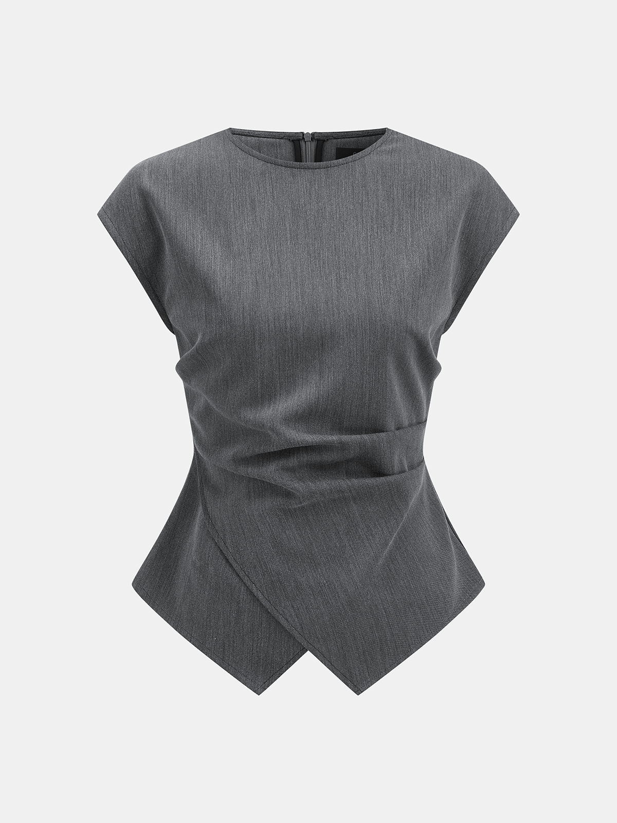 Dames Tweedelig Setje Geplooide Blouse Cap Sleeve en Geplooide Broek - Grijs - Maelen