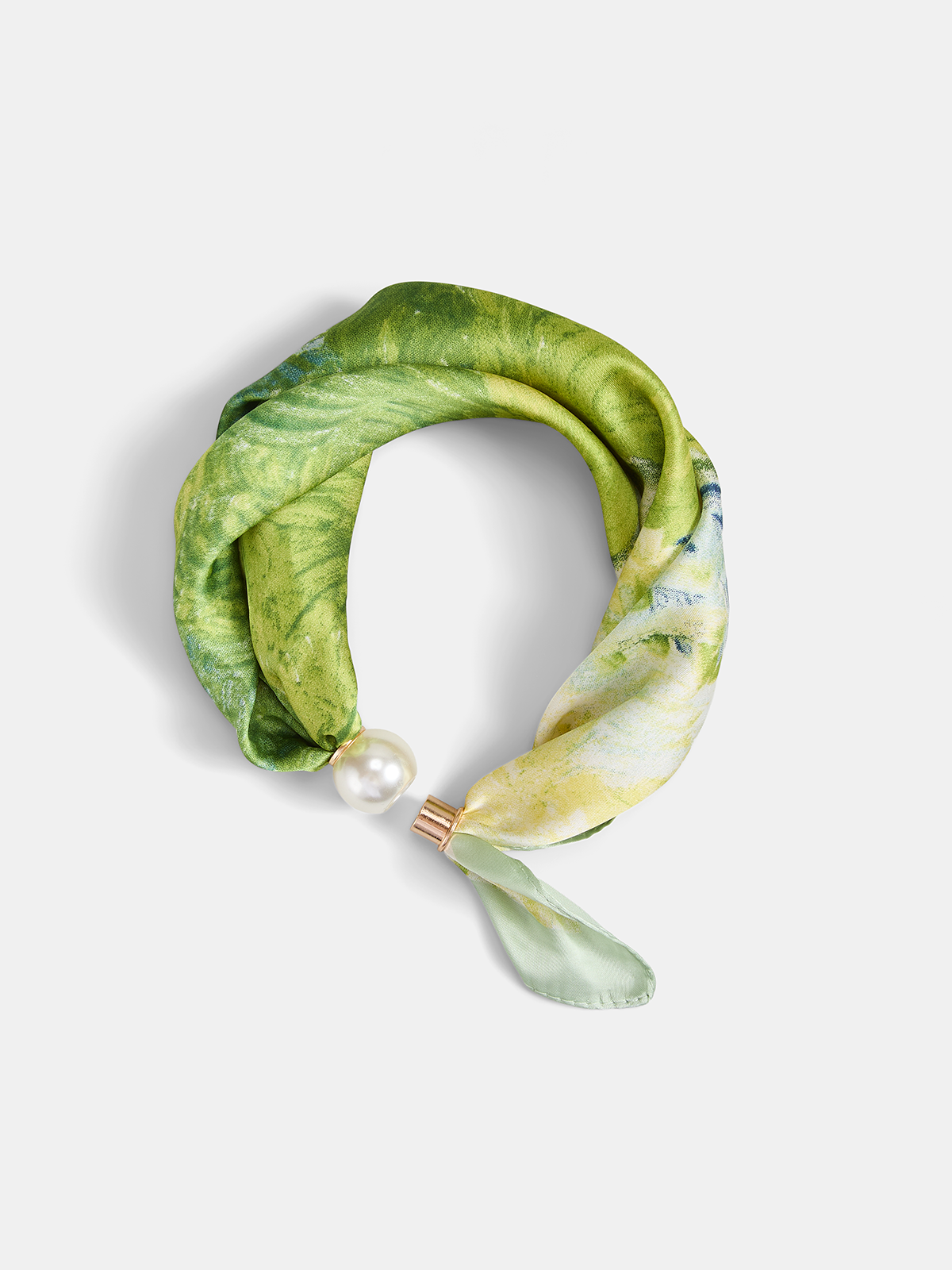 Dames Sjaal Waterverf Print Magneetslot Parel Detail - Groen / Multicolor - Maelen