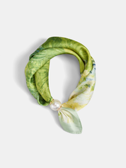 Dames Sjaal Waterverf Print Magneetslot Parel Detail - Groen / Multicolor - Maelen
