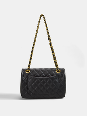 Dames Crossbody Tas Gewatteerd Ketting Schoudertas - Zwart - Maelen