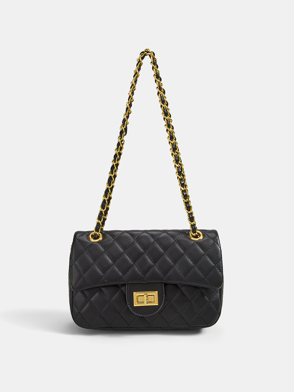 Dames Crossbody Tas Gewatteerd Ketting Schoudertas - Zwart - Maelen