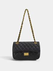 Dames Crossbody Tas Gewatteerd Ketting Schoudertas - Zwart - Maelen