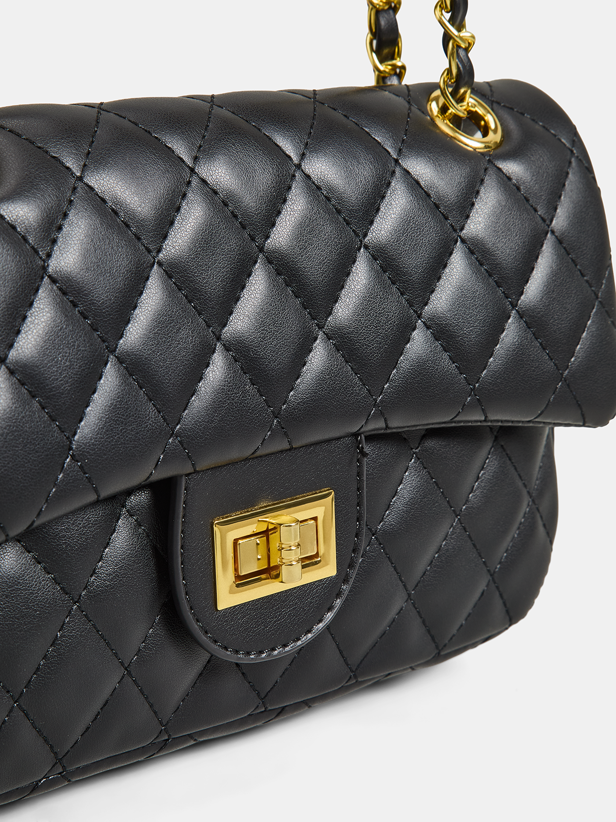 Dames Crossbody Tas Gewatteerd Ketting Schoudertas - Zwart - Maelen
