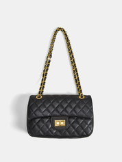 Dames Crossbody Tas Gewatteerd Ketting Schoudertas - Zwart - Maelen