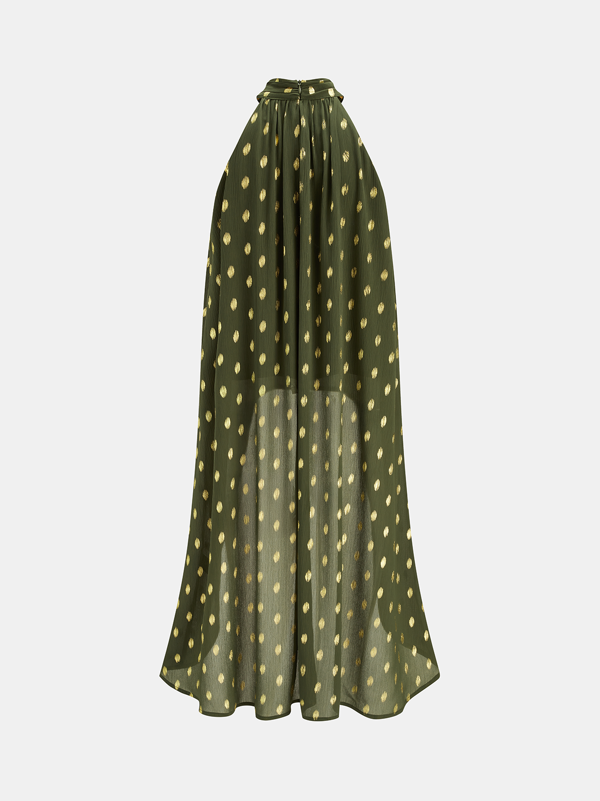 Dames Halter Blouse Polkadot Asymmetrische Zoom - Legergroen - Maelen