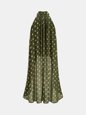 Dames Halter Blouse Polkadot Asymmetrische Zoom - Legergroen - Maelen
