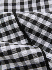 Dames Maxi Rok Gingham Asymmetrisch Ruches Hoge Taille - Zwart - Maelen