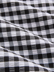 Dames Maxi Rok Gingham Asymmetrisch Ruches Hoge Taille - Zwart - Maelen