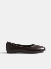 Dames Ballerina's Casual Comfortabel Leer Look - Donkerbruin - Maelen
