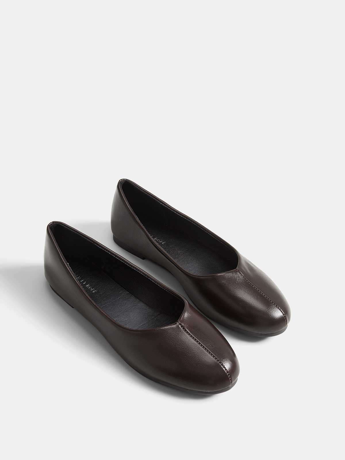 Dames Ballerina's Casual Comfortabel Leer Look - Donkerbruin - Maelen