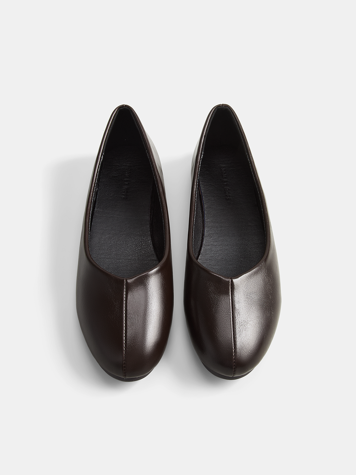 Dames Ballerina's Casual Comfortabel Leer Look - Donkerbruin - Maelen