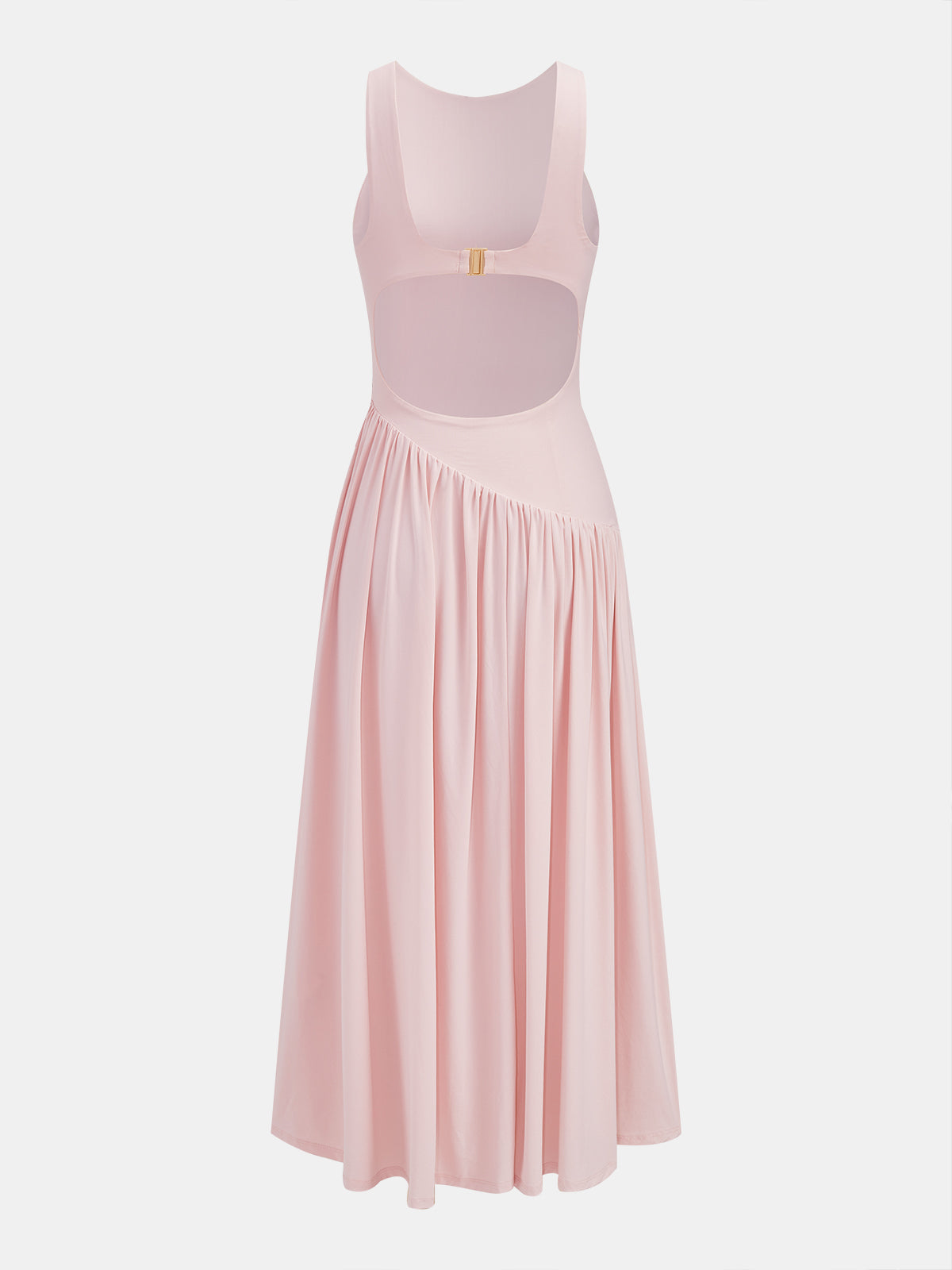 Dames Midi Jurk Mouwloos Rugdecolleté Asymmetrische Zoom - Roze - Maelen