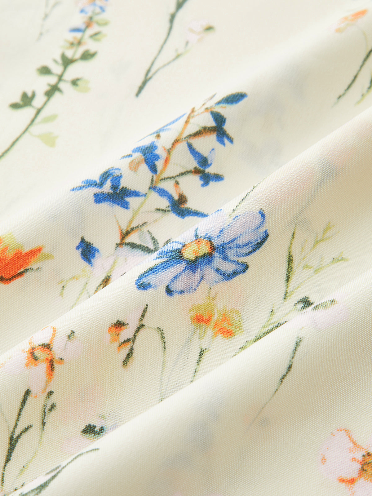 Dames Tweedelig Setje Schouderband Top en Gerimpelde Broek Bloemenprint - Wit - Maelen