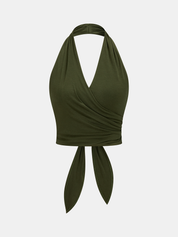 Dames Tweedelig Setje Haltertop en Gestreepte Midi Rok - Groen / Wit - Maelen