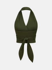 Dames Tweedelig Setje Haltertop en Gestreepte Midi Rok - Groen / Wit - Maelen