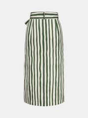 Dames Tweedelig Setje Haltertop en Gestreepte Midi Rok - Groen / Wit - Maelen