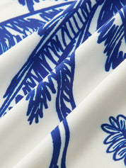 Dames Tweedelig Setje Strapless Top en Wide Leg Broek Bloemenprint - Blauw / Wit - Maelen