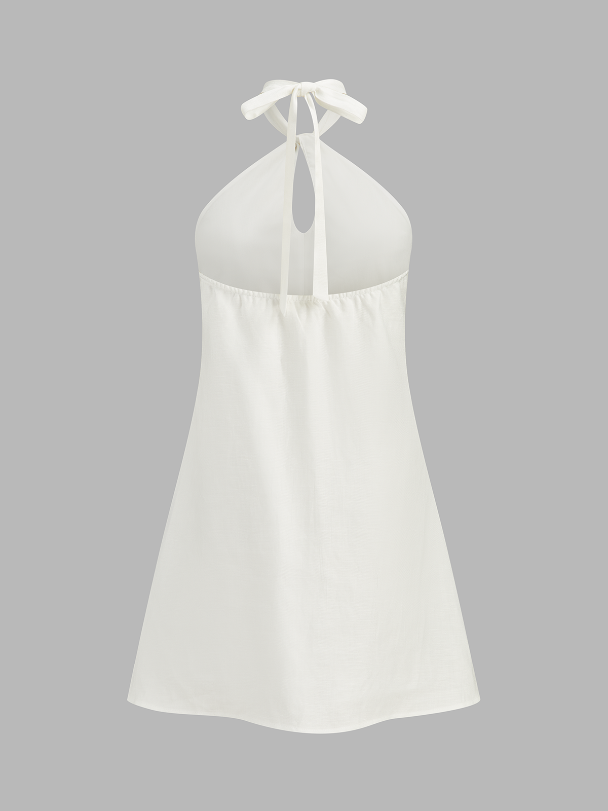 Dames Mini Jurk Halter Linnen Blend Mouwloos - Wit - Maelen