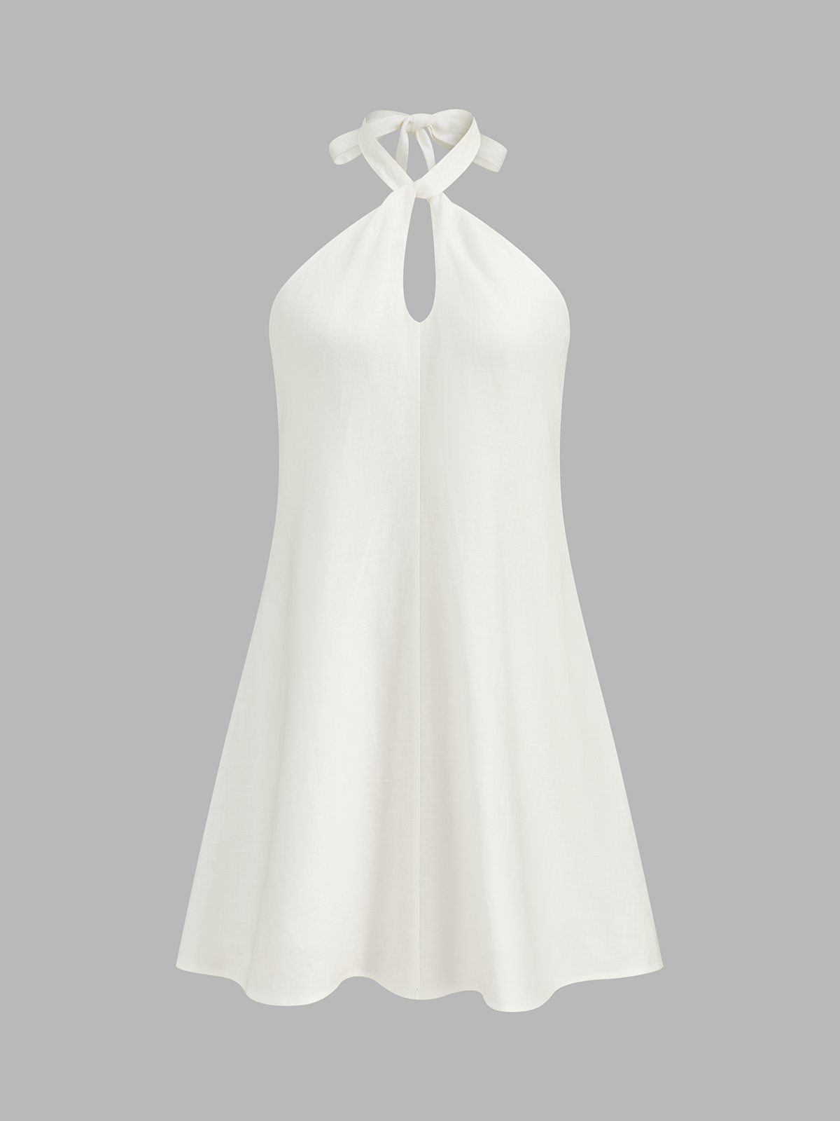 Dames Mini Jurk Halter Linnen Blend Mouwloos - Wit - Maelen