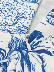 Dames Maxi Jurk Mouwloos Tropical Print Cutout Detail - Blauw Wit - Maelen