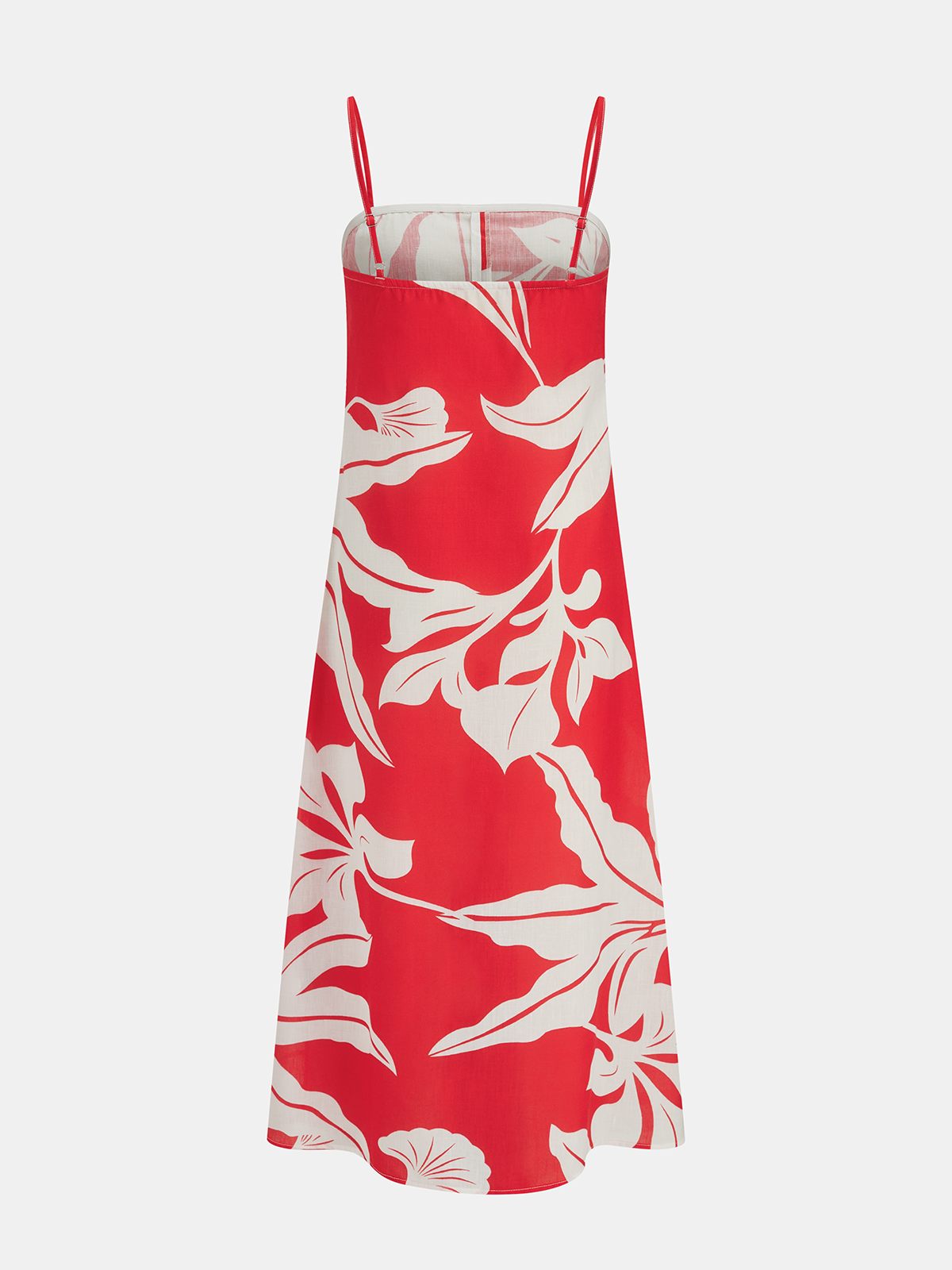 Dames Longline Cami Top Bladprint Spaghettibandjes Oversized - Rood - Maelen