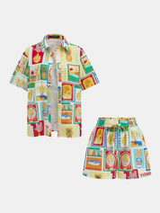 Dames Tweedelig Setje Overhemd en Shorts Tropical Print - Multicolor - Maelen