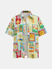 Dames Tweedelig Setje Overhemd en Shorts Tropical Print - Multicolor - Maelen