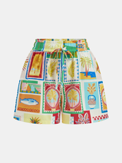 Dames Tweedelig Setje Overhemd en Shorts Tropical Print - Multicolor - Maelen