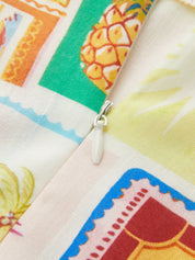 Dames Maxi Jurk Spaghettibandjes Tropical Print Wijd Uitlopend - Multicolor - Maelen