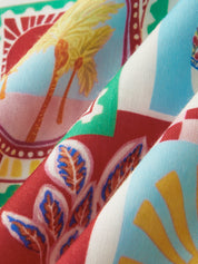Dames Maxi Jurk Spaghettibandjes Tropical Print Wijd Uitlopend - Multicolor - Maelen