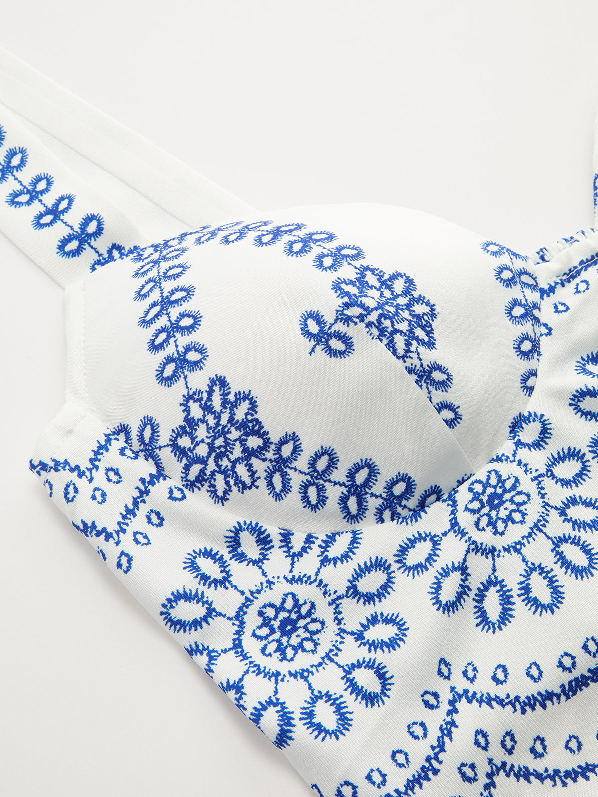 Dames Tweedelig Setje Bedrukte Cami Top en Wide Leg Broek - Wit / Blauw - Maelen