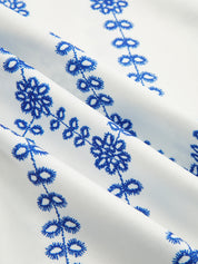 Dames Tweedelig Setje Bedrukte Cami Top en Wide Leg Broek - Wit / Blauw - Maelen