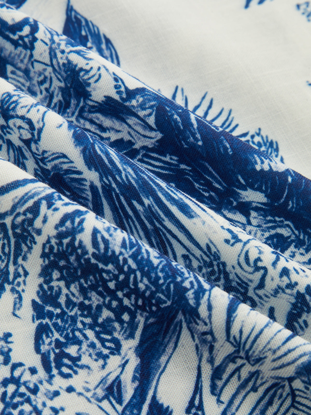 Dames Tweedelig Setje Overhemd en Shorts Toile Print - Blauw / Wit - Maelen