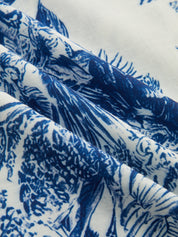Dames Tweedelig Setje Overhemd en Shorts Toile Print - Blauw / Wit - Maelen