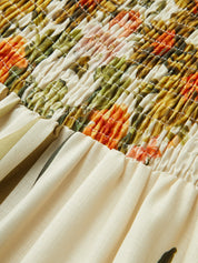 Dames Maxi Jurk Diepe V-hals Tropical Bloemenprint Mouwloos - Groen - Maelen