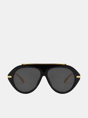 Dames Aviator Zonnebril Oversized Metalen Montuur - Zwart - Maelen