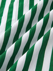 Dames Midi Jurk Mouwloos 100% Katoen Gestreept Ceintuur - Groen / Wit - Maelen