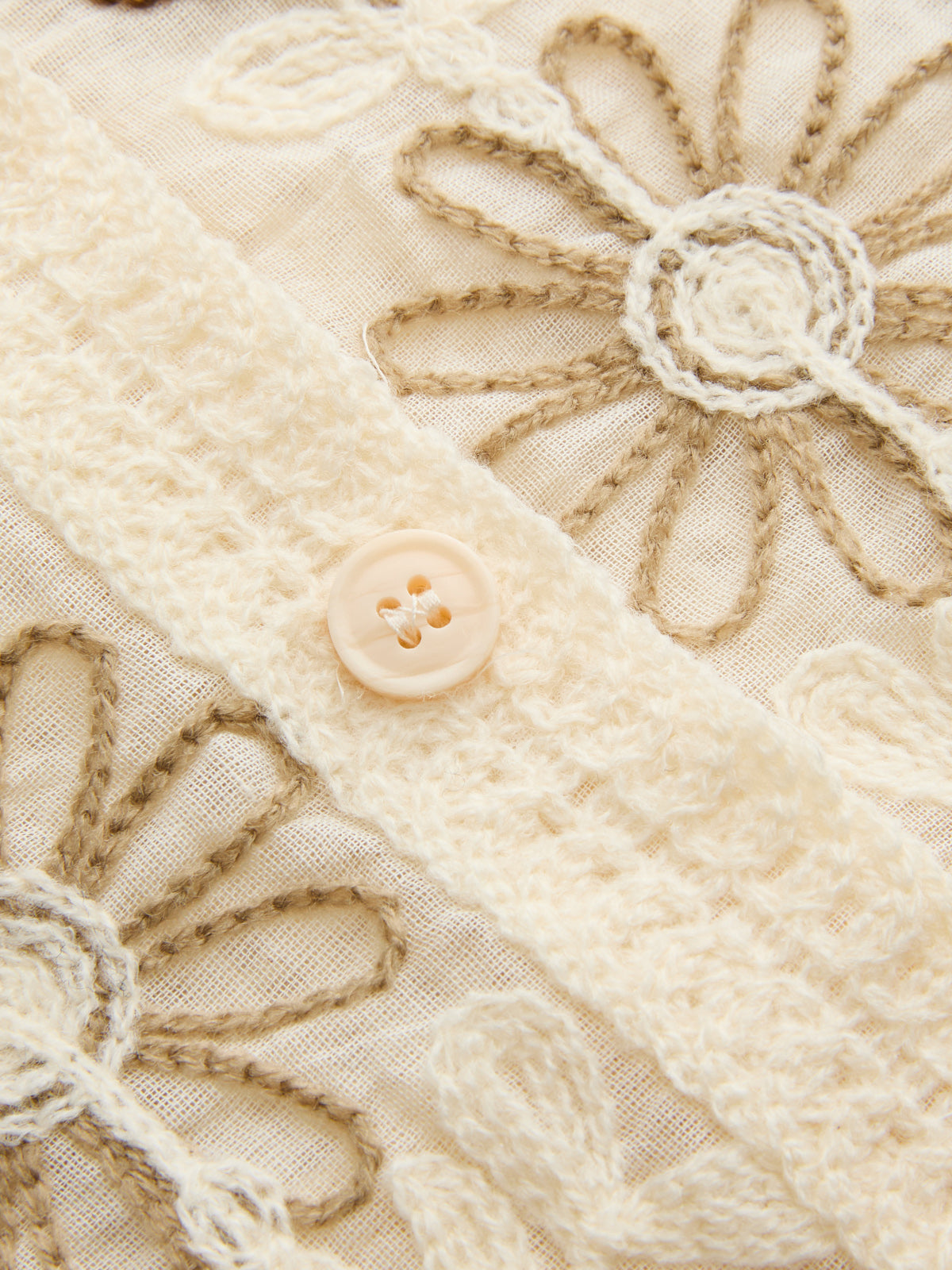 Dames Gehaakt Vest Bloem Borduursel Mouwloos - Beige - Maelen