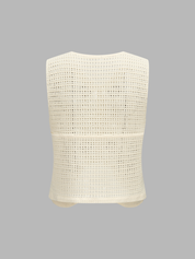 Dames Gehaakt Vest Bloem Borduursel Mouwloos - Beige - Maelen