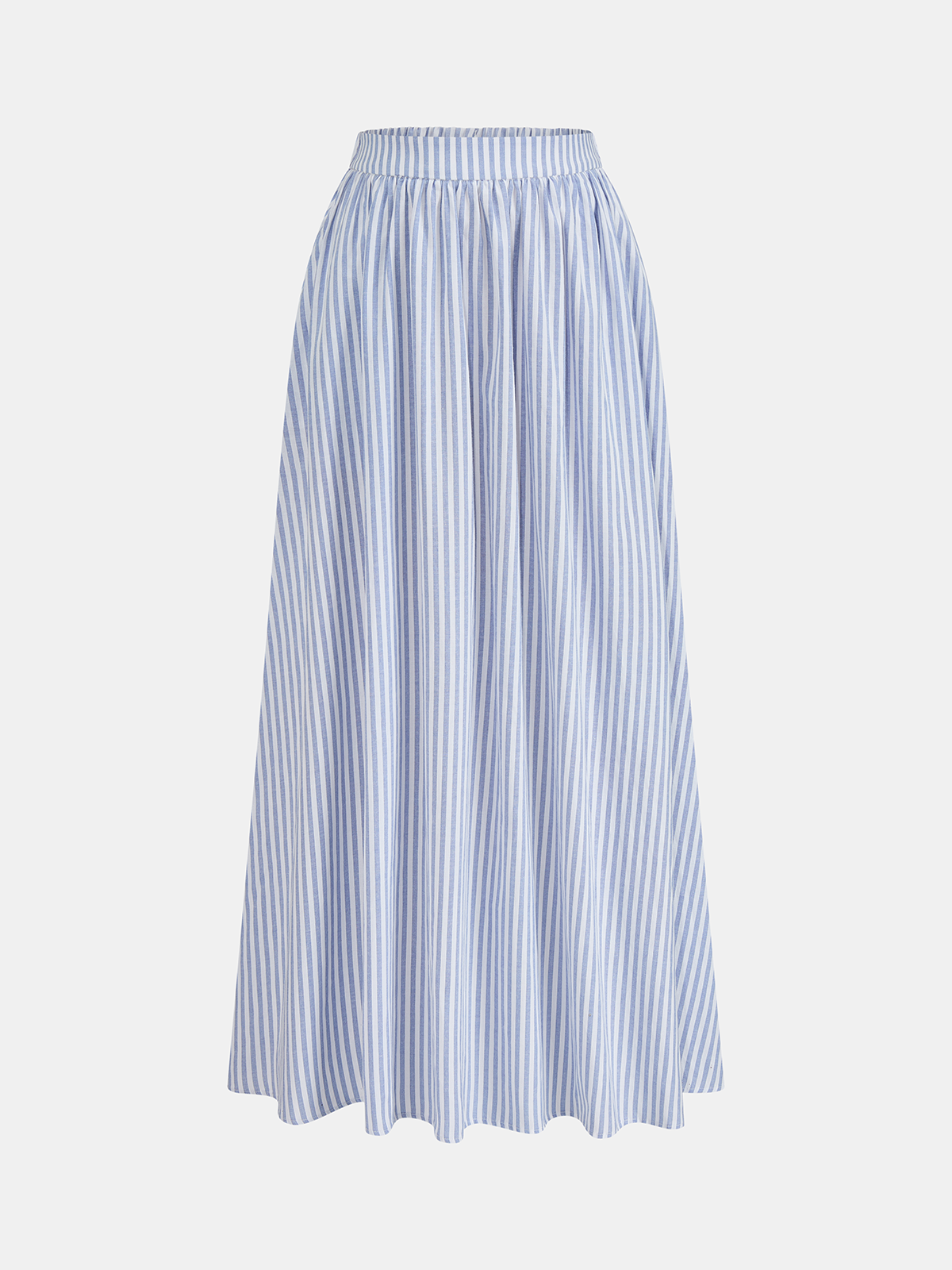 Dames Tweedelig Setje Halter Crop Top en Midi Rok Gestreept Katoen Blend - Blauw - Maelen